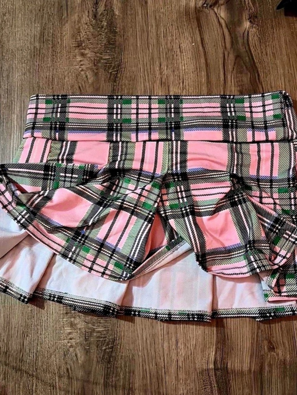 Plaid Mini Skirt in Pink & Black Like New